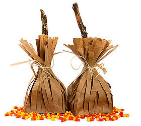 hocus pocus witch broomstick goody bags, crafts, halloween decorations