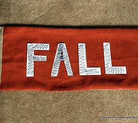 easy lettered fall burlap cushion, crafts, diy, seasonal holiday decor, reupholster