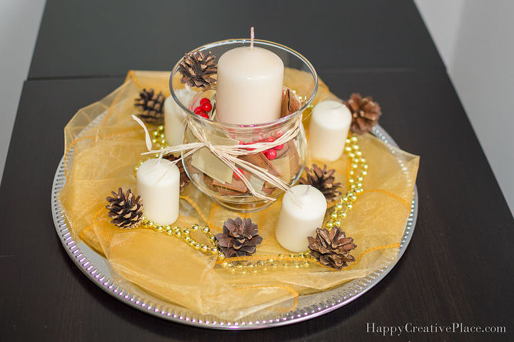 fall centerpiece pinecones candles, crafts, halloween decorations, seasonal holiday decor