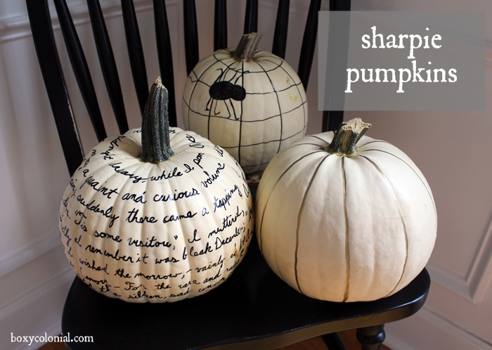 white sharpie pumpkins easy fall decor, crafts, halloween decorations, seasonal holiday decor