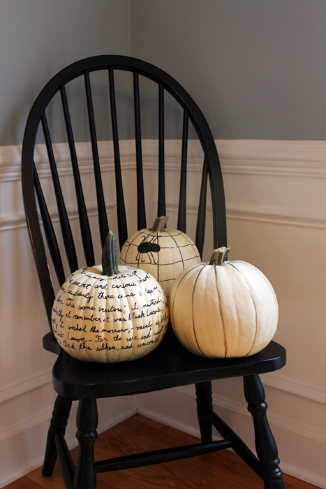 white sharpie pumpkins easy fall decor, crafts, halloween decorations, seasonal holiday decor