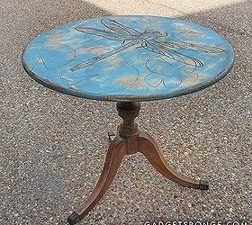 custom carved dragonfly duncan phyfe table, painted furniture