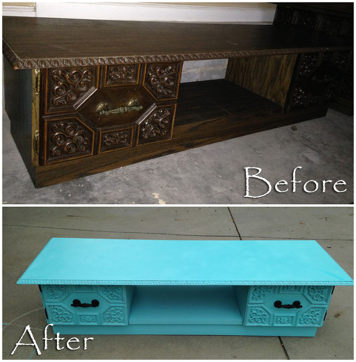 vintage coffee table makeover, painted furniture