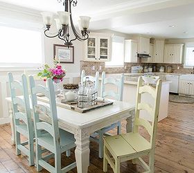 refinished farmhouse table, dining room ideas, kitchen design, painted furniture