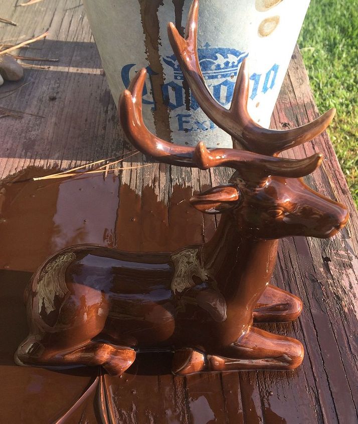 wood stain porcelain deer, crafts, repurposing upcycling