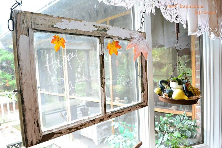 fall dressing bay window, home decor, repurposing upcycling, seasonal holiday decor