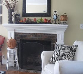 fall mantel decor lantern pumpkin, fireplaces mantels, outdoor living, seasonal holiday decor
