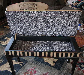 painted furniture piano bench redo salvcage, painted furniture, repurposing upcycling, I glued fabric to the inside for a finishing