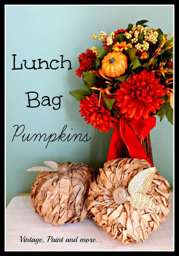 crafts fall lunch bag pumpkins repurpose, crafts, halloween decorations
