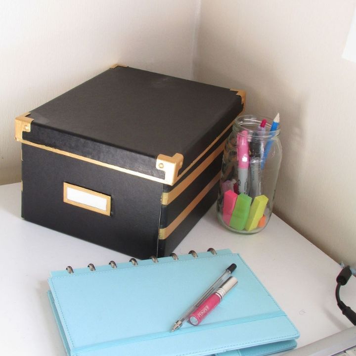 ikea hack diy gold stripes storage box, crafts, repurposing upcycling, storage ideas