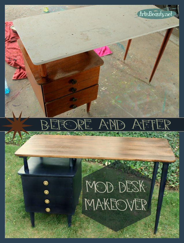 painted furniture mod desk makeover, diy, home decor, living room ideas, painted furniture