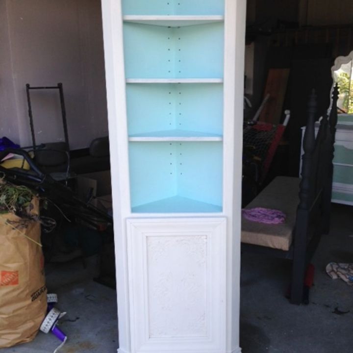 painted furniture corner shelf cabinet upcycle, chalk paint, painted furniture, repurposing upcycling, shelving ideas