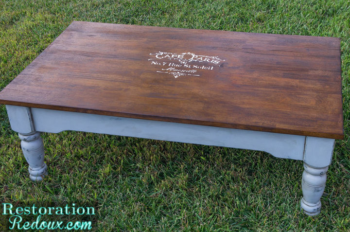 french two toned coffee table, painted furniture