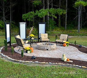 backyard ideas firepit outdoor furniture makeover, concrete masonry, landscape, outdoor living, repurposing upcycling
