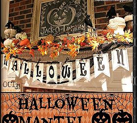 halloween decorations fireplace mantel banner chalkboard, fireplaces mantels, halloween decorations, seasonal holiday decor