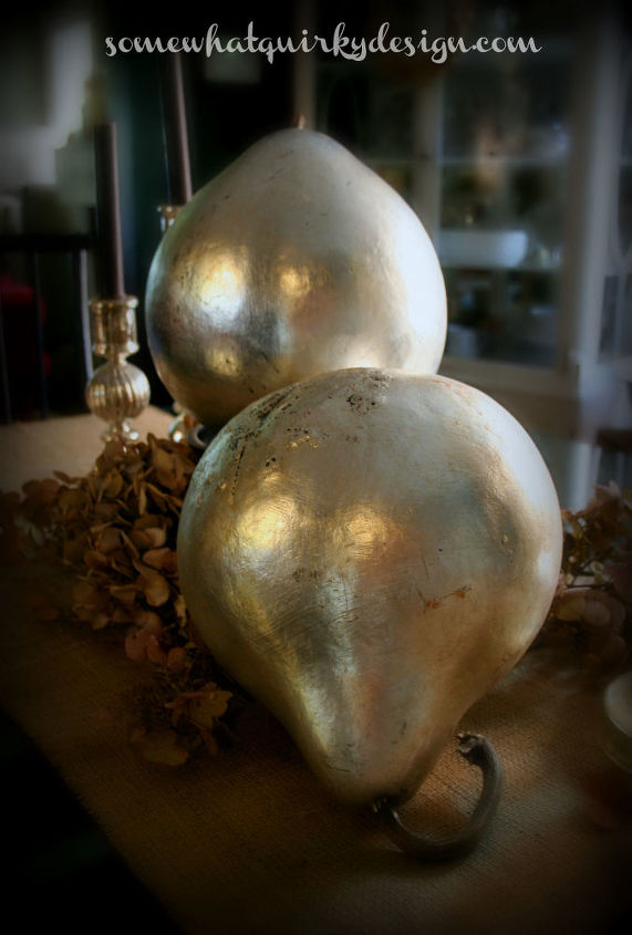 painting silver leaf gourds fall decor, home decor, painting, seasonal holiday decor