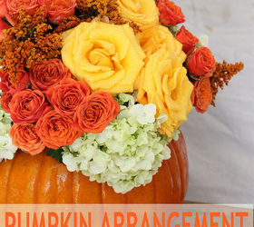 halloweeen flower arrangement pumpkin, flowers, gardening, halloween decorations, seasonal holiday decor