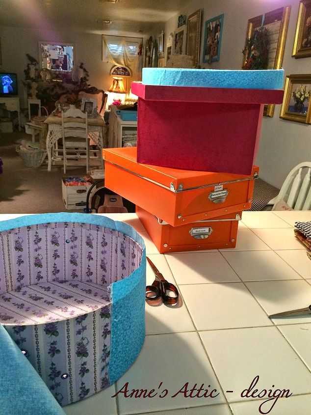 covering boxes storage, crafts, storage ideas, reupholster