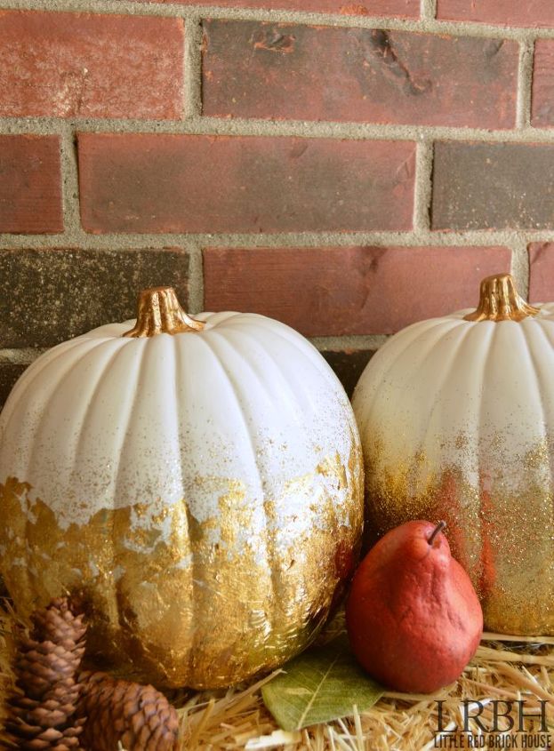 fall decor pumpkins gold leaf glitter, crafts, decoupage, halloween decorations, seasonal holiday decor