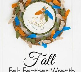fall felt feather wreath, crafts, seasonal holiday decor, wreaths