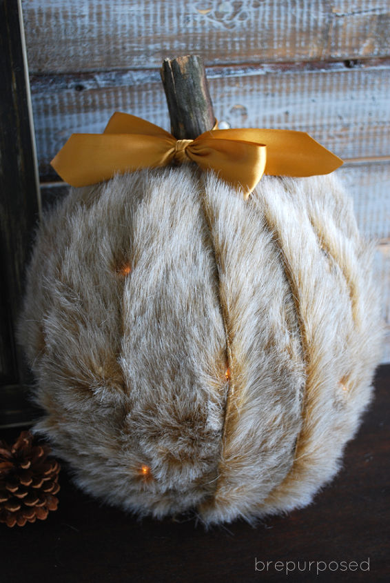crafts faux fur covered pumpkins, crafts, seasonal holiday decor