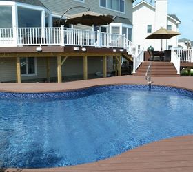 decks design pool backyard slope problem, decks, pool designs, Trex Composite Decking