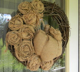 burlap fall wreath, crafts, seasonal holiday decor, wreaths