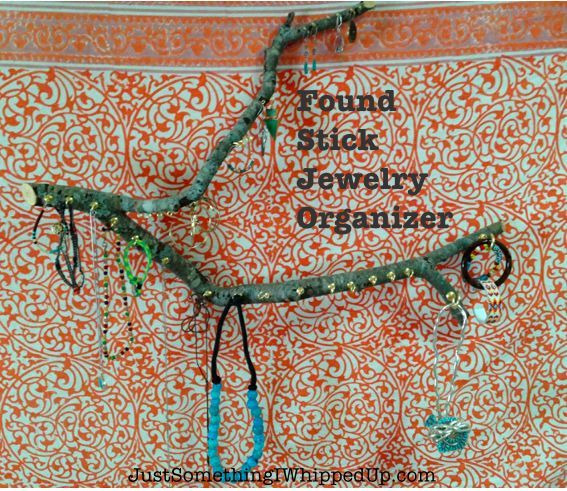 found stick jewelry hanger, crafts, organizing