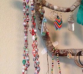 found stick jewelry hanger, crafts, organizing