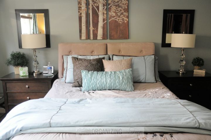 gray and orange master bedroom makeover, bedroom ideas, home decor, wall decor