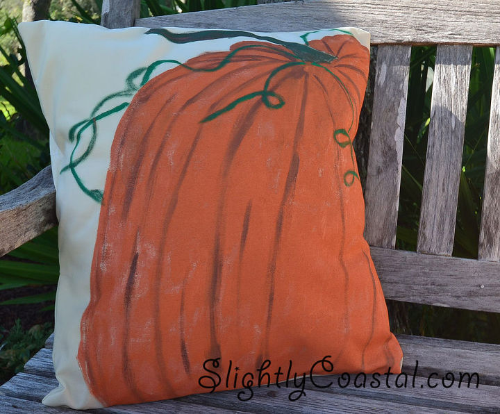 pottery barn inspired painted pumpkin pillows, crafts, outdoor living, seasonal holiday decor, reupholster