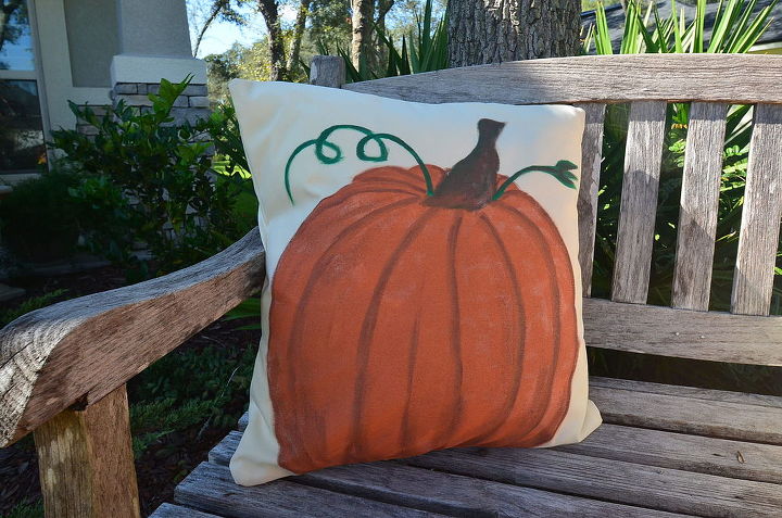 pottery barn inspired painted pumpkin pillows, crafts, outdoor living, seasonal holiday decor, reupholster