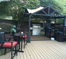 outdoor kitchen entertaining area, decks, landscape, outdoor furniture, outdoor living