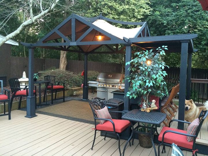 outdoor kitchen entertaining area, decks, landscape, outdoor furniture, outdoor living
