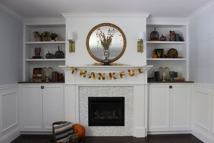 fall mantel eclectic rustic built ins, fireplaces mantels, home decor, seasonal holiday decor