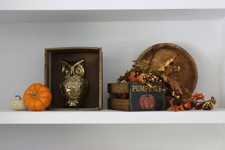 fall mantel eclectic rustic built ins, fireplaces mantels, home decor, seasonal holiday decor