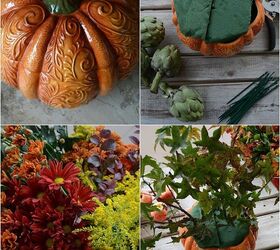 fall flowers planter pumpkin tureen, flowers, gardening, seasonal holiday decor