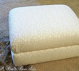 upholstery ottoman make update, how to, living room ideas, reupholster