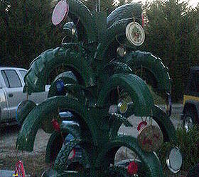 christmas decoration tree tire upcycle, christmas decorations, repurposing upcycling, seasonal holiday decor