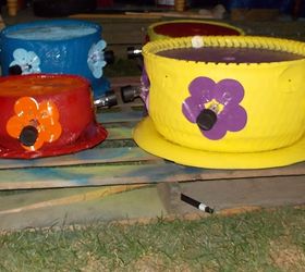 upcycle solar tire side tables, outdoor furniture, repurposing upcycling
