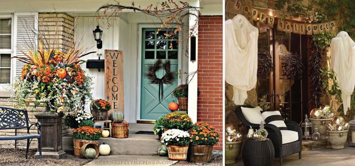 halloween front porches, halloween decorations, porches, seasonal holiday decor
