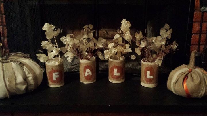 tin can fall vases, crafts, halloween decorations, seasonal holiday decor