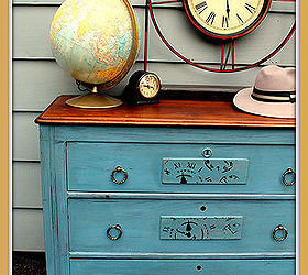 painted furniture dresser clock teal wood