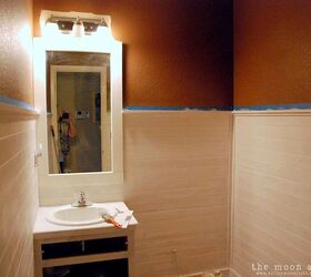planked wall bathroom makeover, bathroom ideas, diy, home improvement, painting, wall decor, woodworking projects