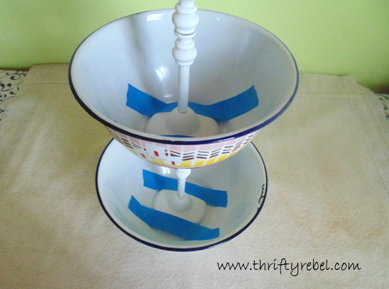 how to make enamel bowl tiered stand, home decor, how to, repurposing upcycling