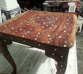 reviving antique inlaid table, painted furniture, repurposing upcycling
