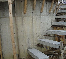 floating staircase, concrete masonry, diy, stairs