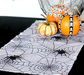 spiderweb halloween table runner, crafts, halloween decorations, seasonal holiday decor