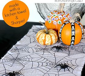 spiderweb halloween table runner, crafts, halloween decorations, seasonal holiday decor