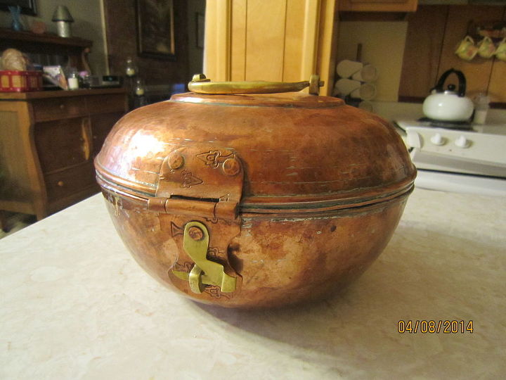 does anyone know what this pot is used for, copper pot with hinged lid and clasp